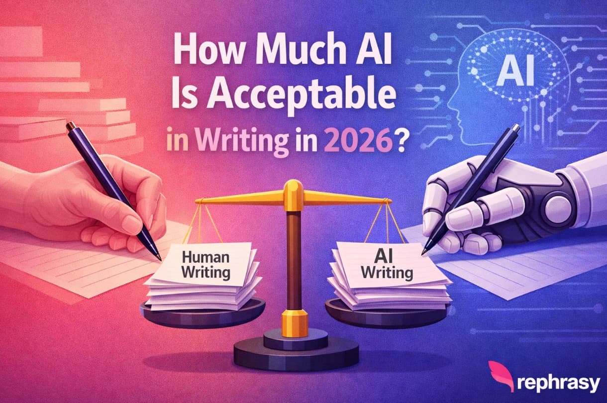 How Much AI Is Acceptable in Writing in 2026? image - rephrasy blog